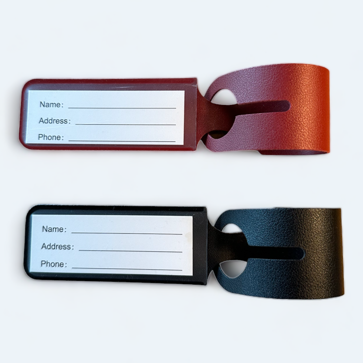 Sort Gul Rød Blå Grøn Lyserød Rosa Zwart Blauw Groen Geel Rood Lichtroze Rosa Svart Grön Röd = indvendige kuffert-tags eksempler
