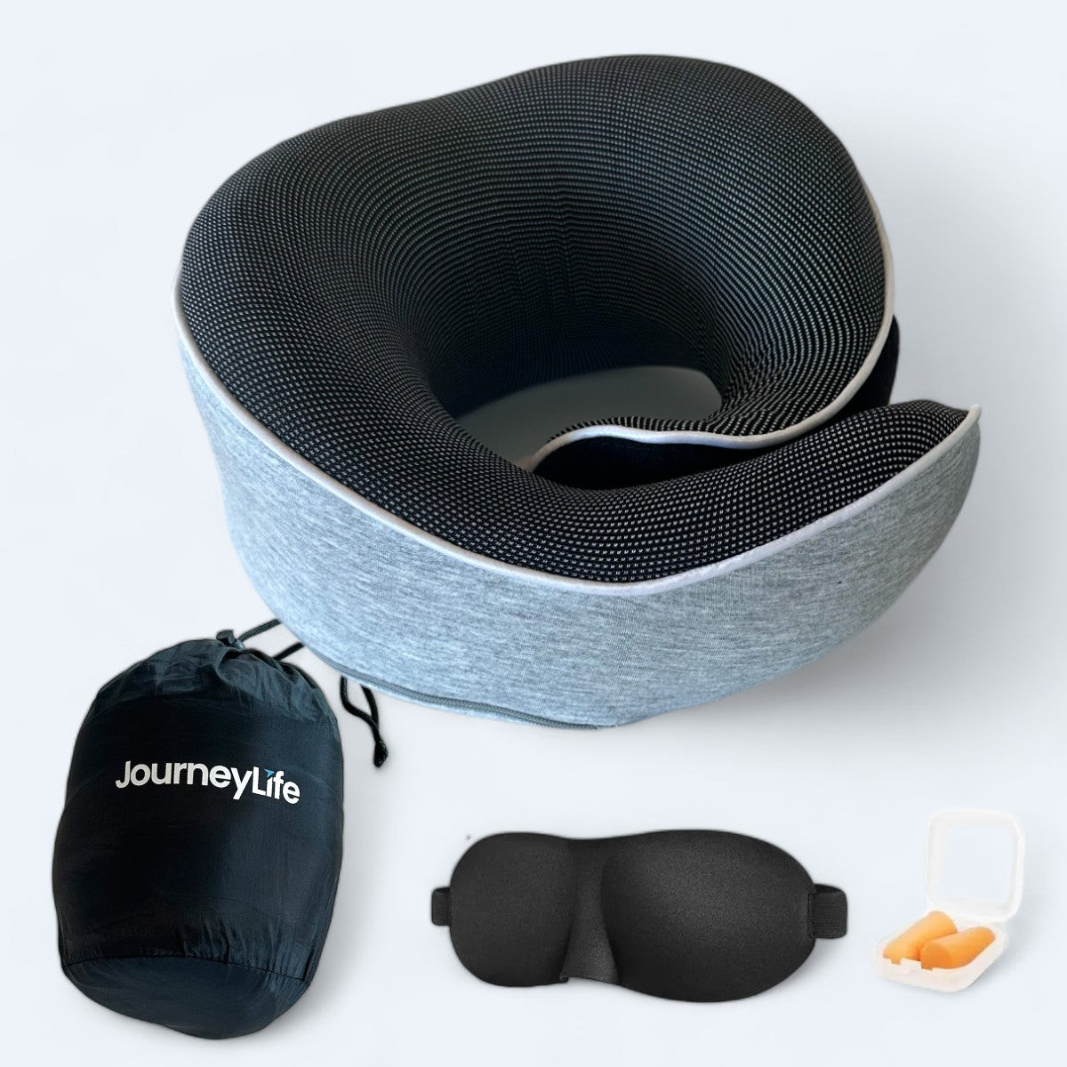 Grå Grijs = JourneyLife rejse nakkepude med velcroluk